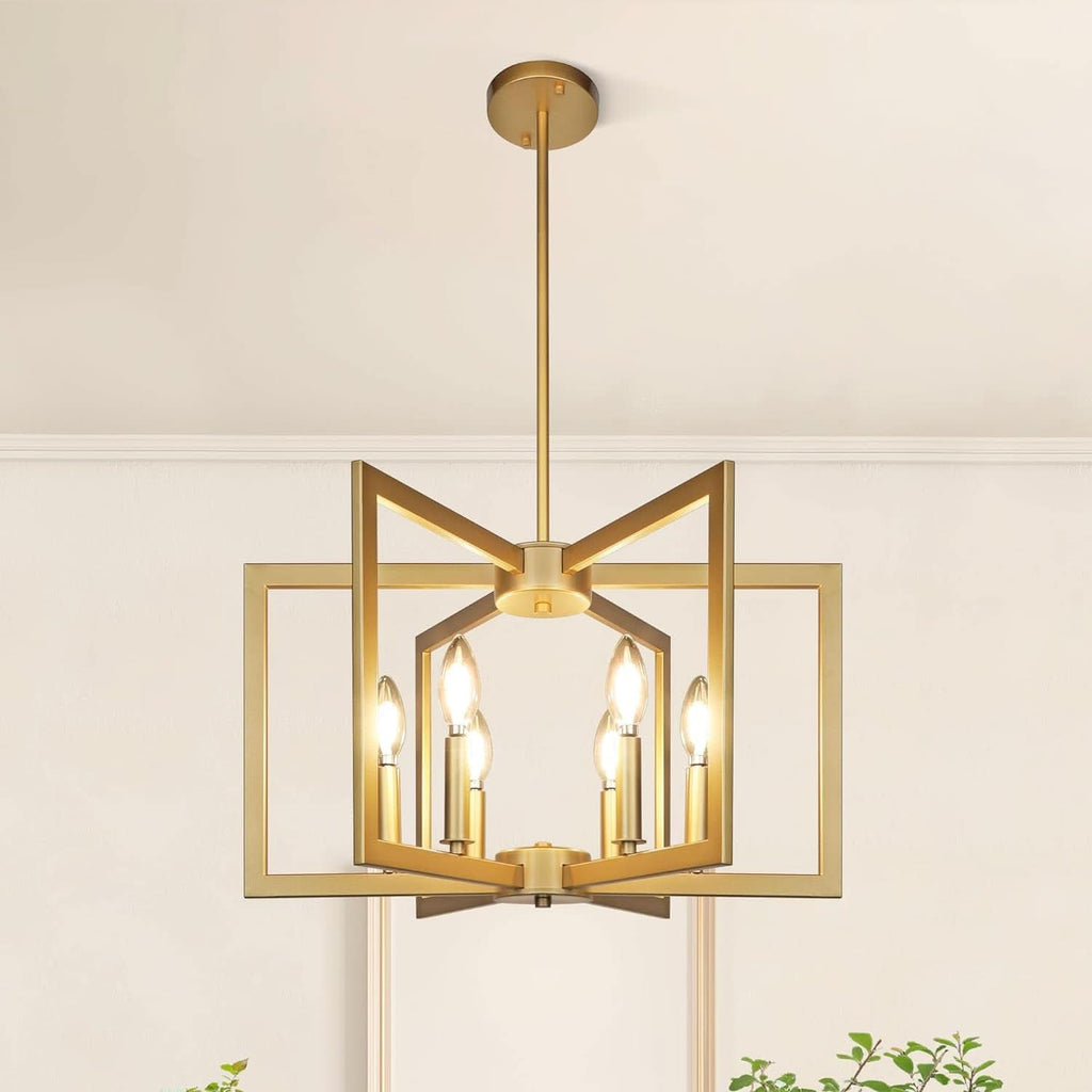 Six Light Gold Pendant Light Modern Farmhouse Chandelier