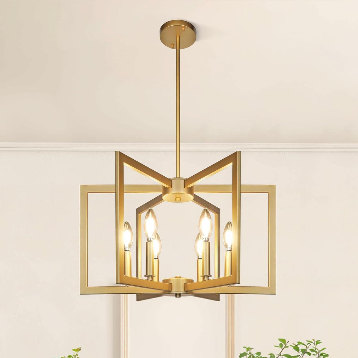 Six Light Gold Pendant Light Modern Farmhouse Chandelier