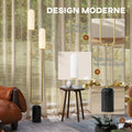 Lampadaire sur pied de salon lampe sur pied avec 2 abat-jours en verre, base en marbre et interrupteur à pied, blanc
