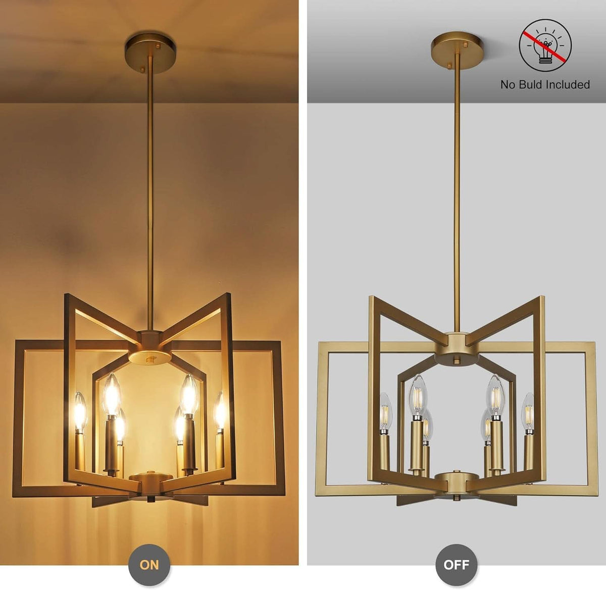 Six Light Gold Pendant Light Modern Farmhouse Chandelier