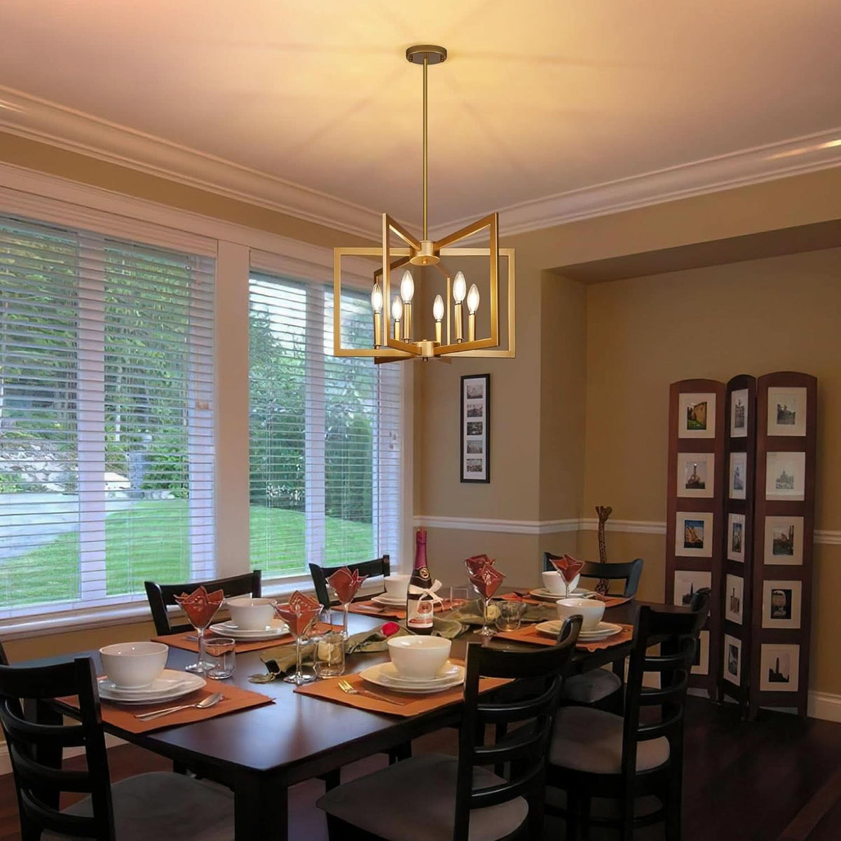 Six Light Gold Pendant Light Modern Farmhouse Chandelier