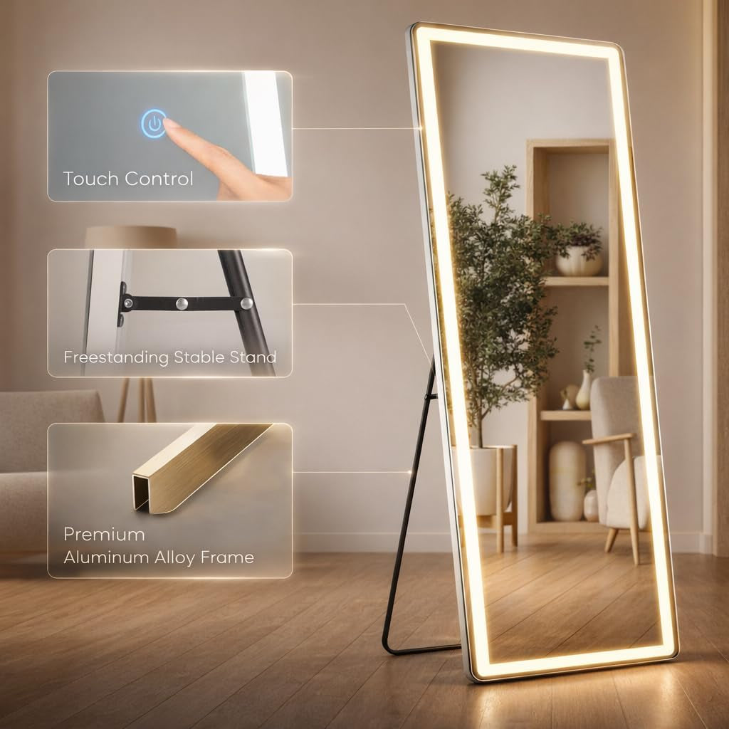 Statement LED Dimmable Full Length Mirror 71x26 Inches