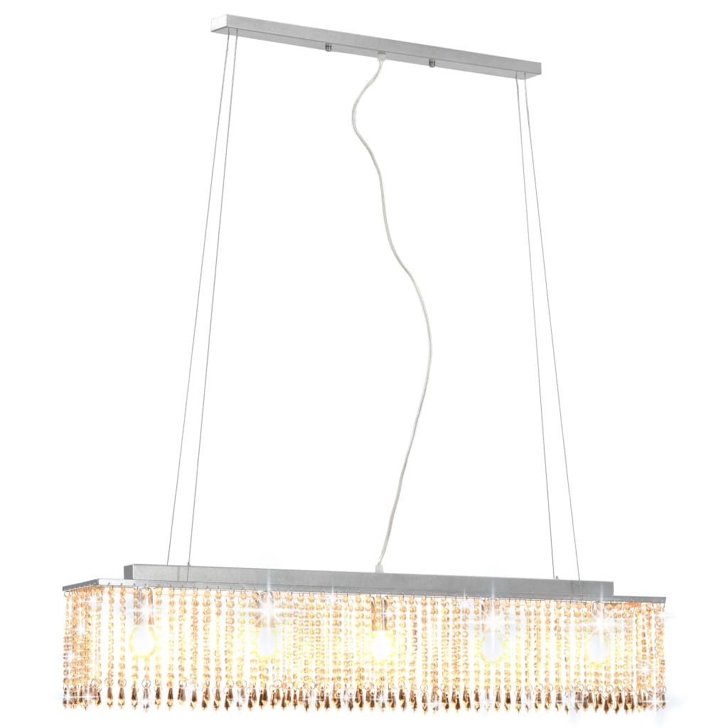Plafonnier Avec Perles De Cristal Argenté 104 Cm E14