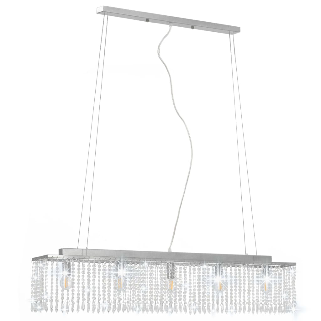 Plafonnier Avec Perles De Cristal Argenté 104 Cm E14
