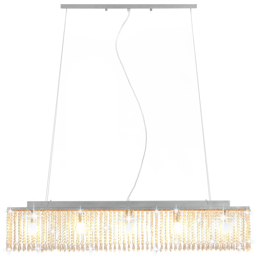 Plafonnier Avec Perles De Cristal Argenté 104 Cm E14