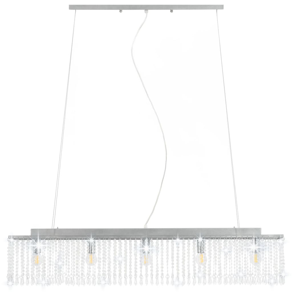 Plafonnier Avec Perles De Cristal Argenté 104 Cm E14