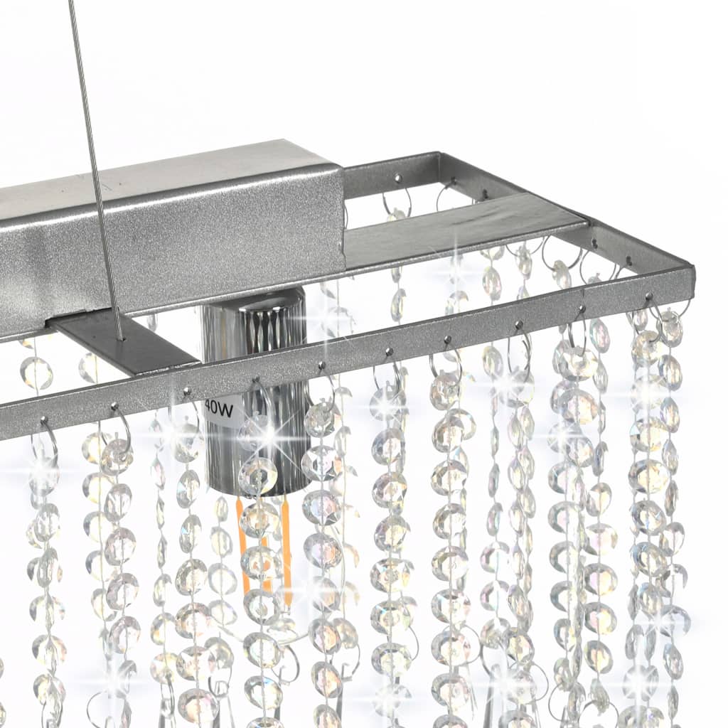 Plafonnier Avec Perles De Cristal Argenté 104 Cm E14