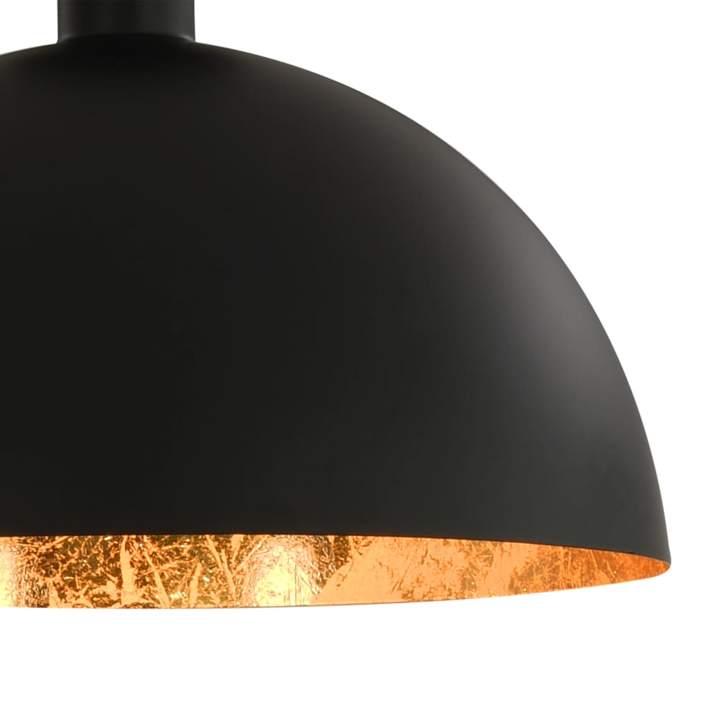 Plafonniers 2 Pcs Noir Et Doré Semi-Sphérique E27