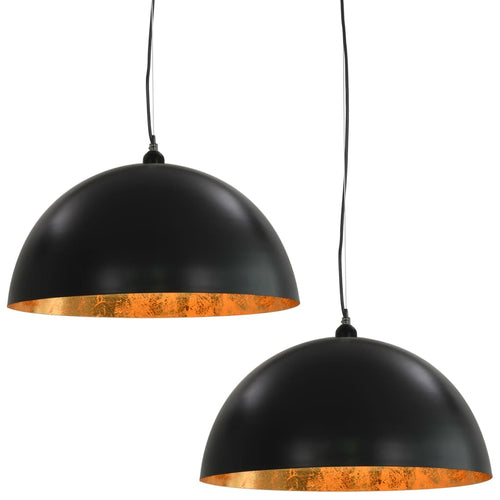 2 Pcs Plafonniers Noir Et Doré Semi-Sphérique E27