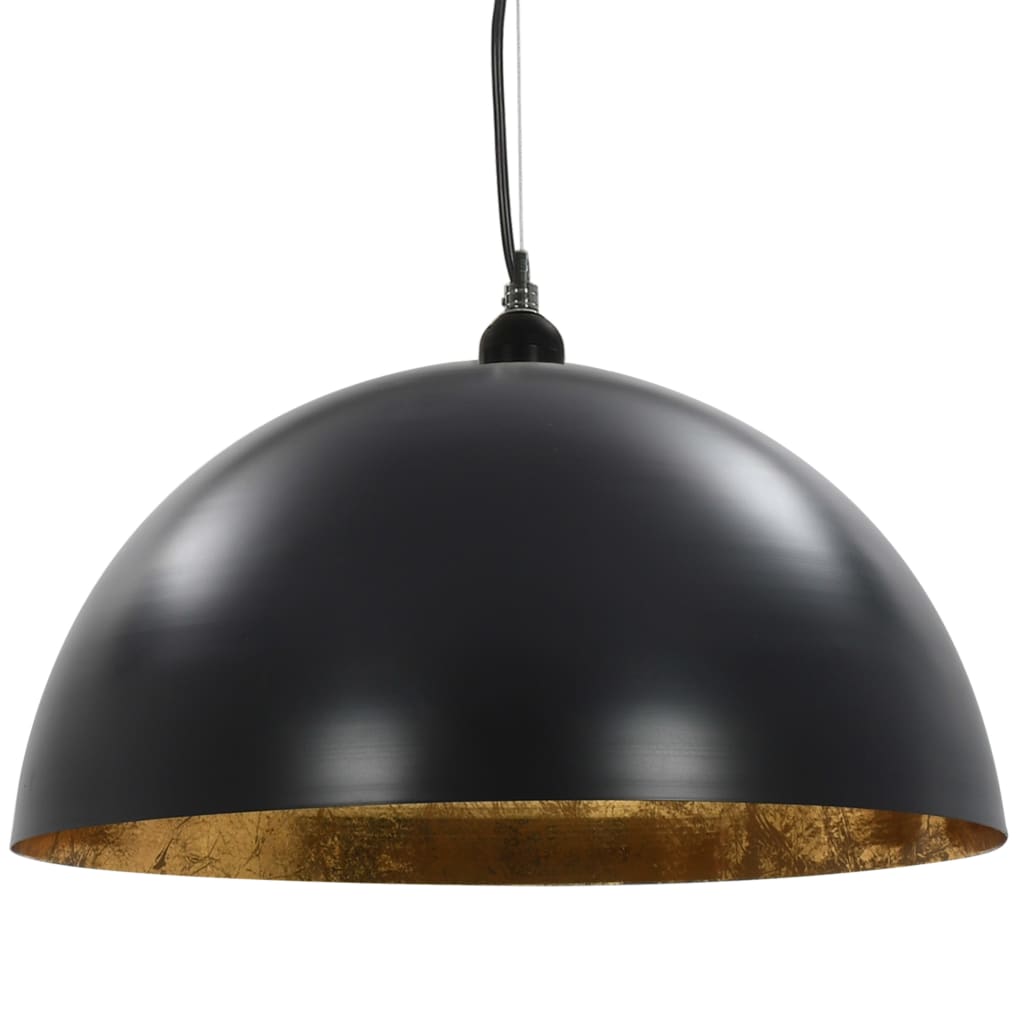 2 Pcs Plafonniers Noir Et Doré Semi-Sphérique E27