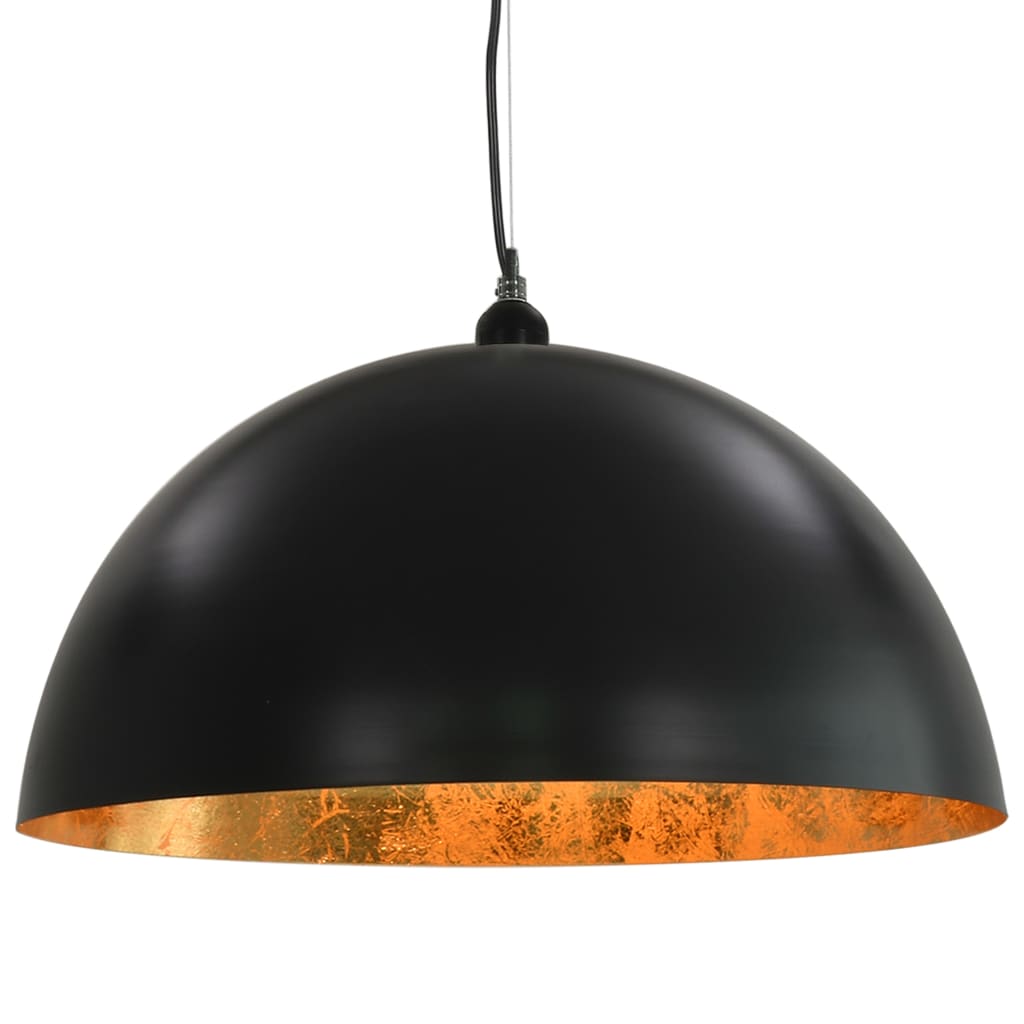 2 Pcs Plafonniers Noir Et Doré Semi-Sphérique E27