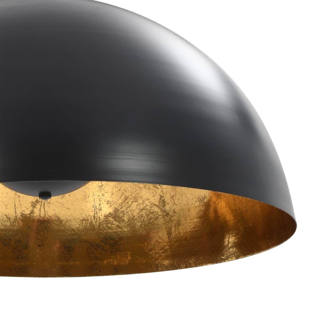 2 Pcs Plafonniers Noir Et Doré Semi-Sphérique E27