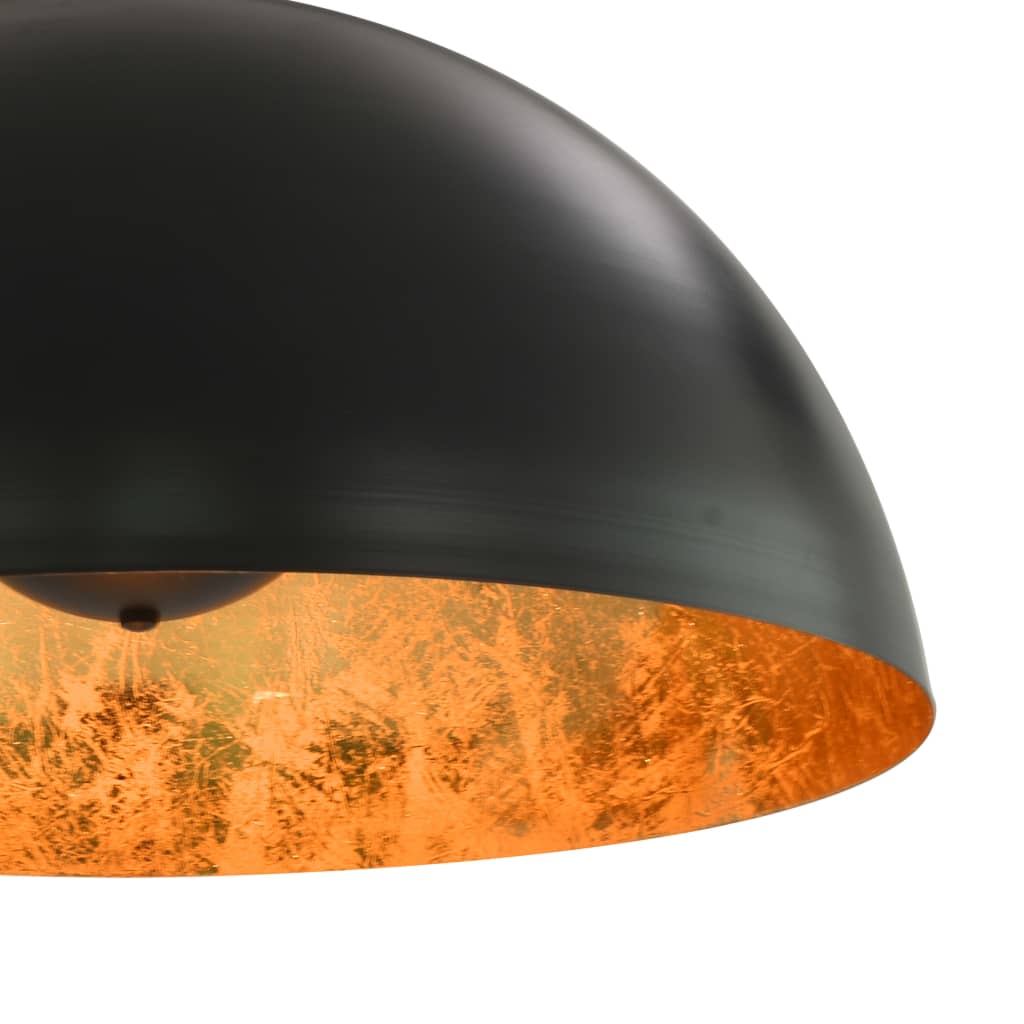 2 Pcs Plafonniers Noir Et Doré Semi-Sphérique E27