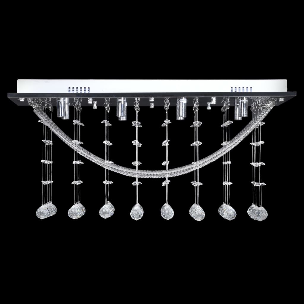 Plafonnier Avec Perles En Verre Cristal Étincelant Blanc 8 X G9 29 Cm
