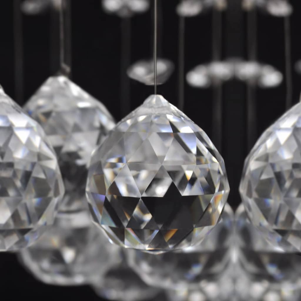 Plafonnier Avec Perles En Verre Cristal Étincelant Blanc 8 X G9 29 Cm