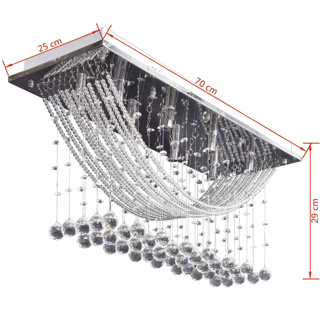 Plafonnier Avec Perles En Verre Cristal Étincelant Blanc 8 X G9 29 Cm