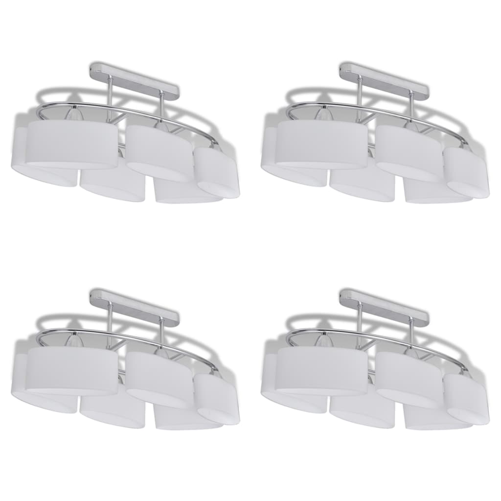 Plafonnier Avec Abat-Jours En Verre Ellipsoïde 4 Pcs E14