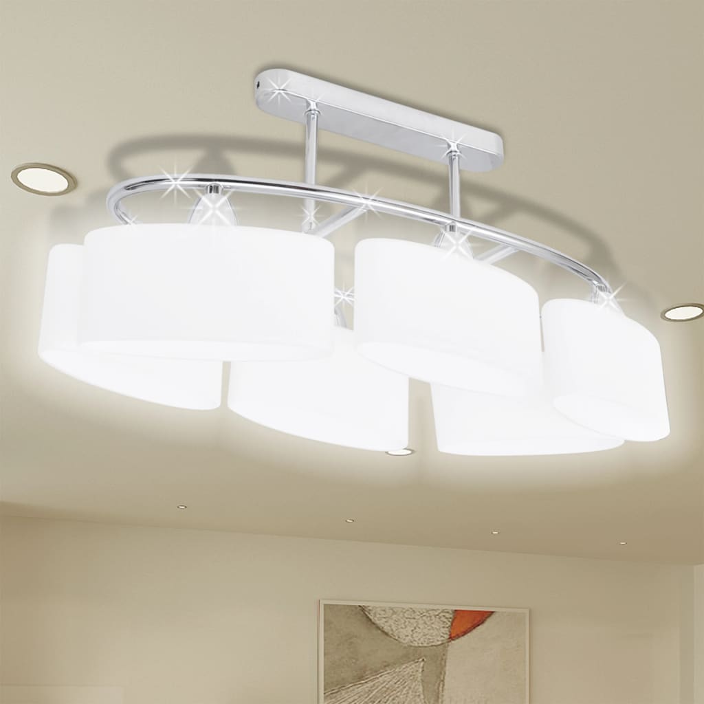 Plafonnier Avec Abat-Jours En Verre Ellipsoïde 4 Pcs E14