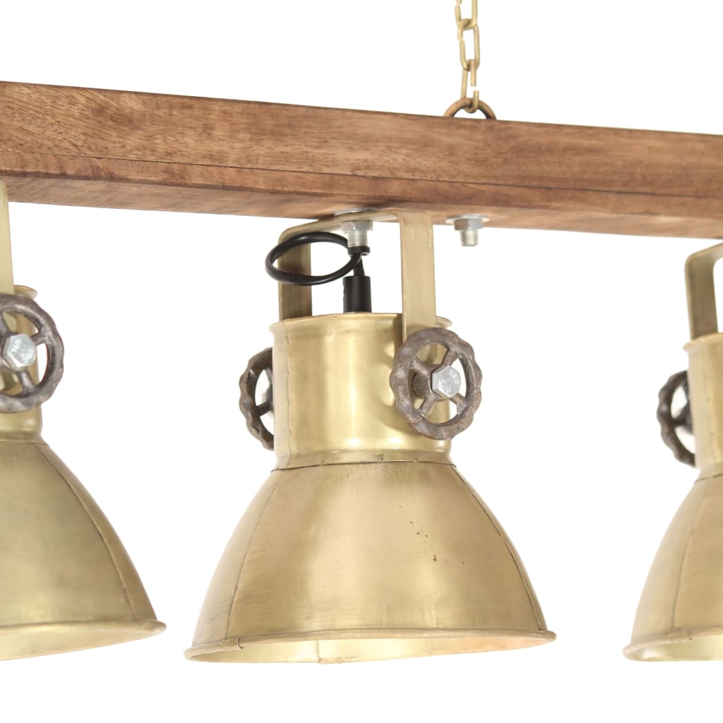 Plafonnier Industriel Laiton E27 Bois De Manguier
