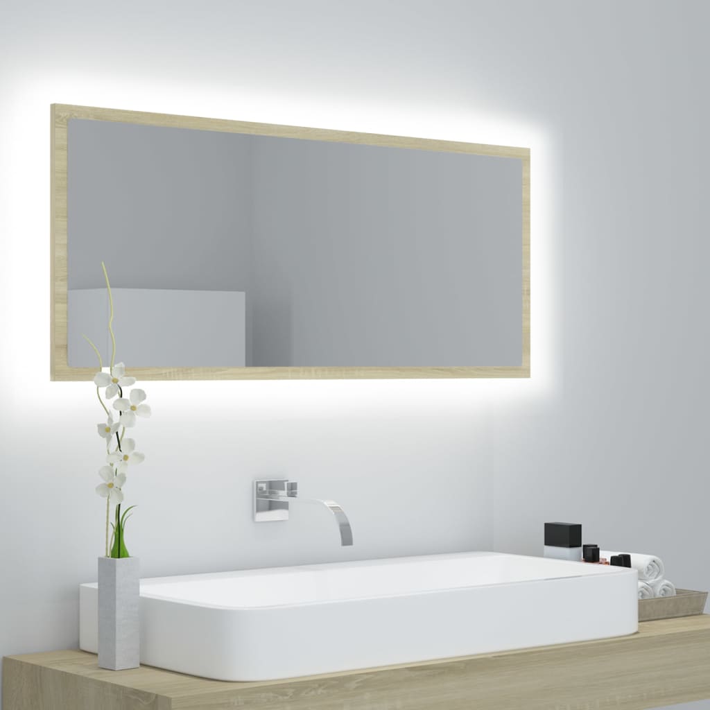 Miroir De Salle De Bain À Led Bois D'ingénierie