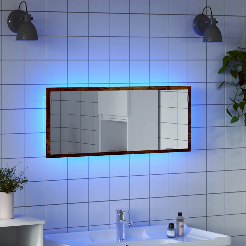 Miroir De Salle De Bain À Led Bois D'ingénierie