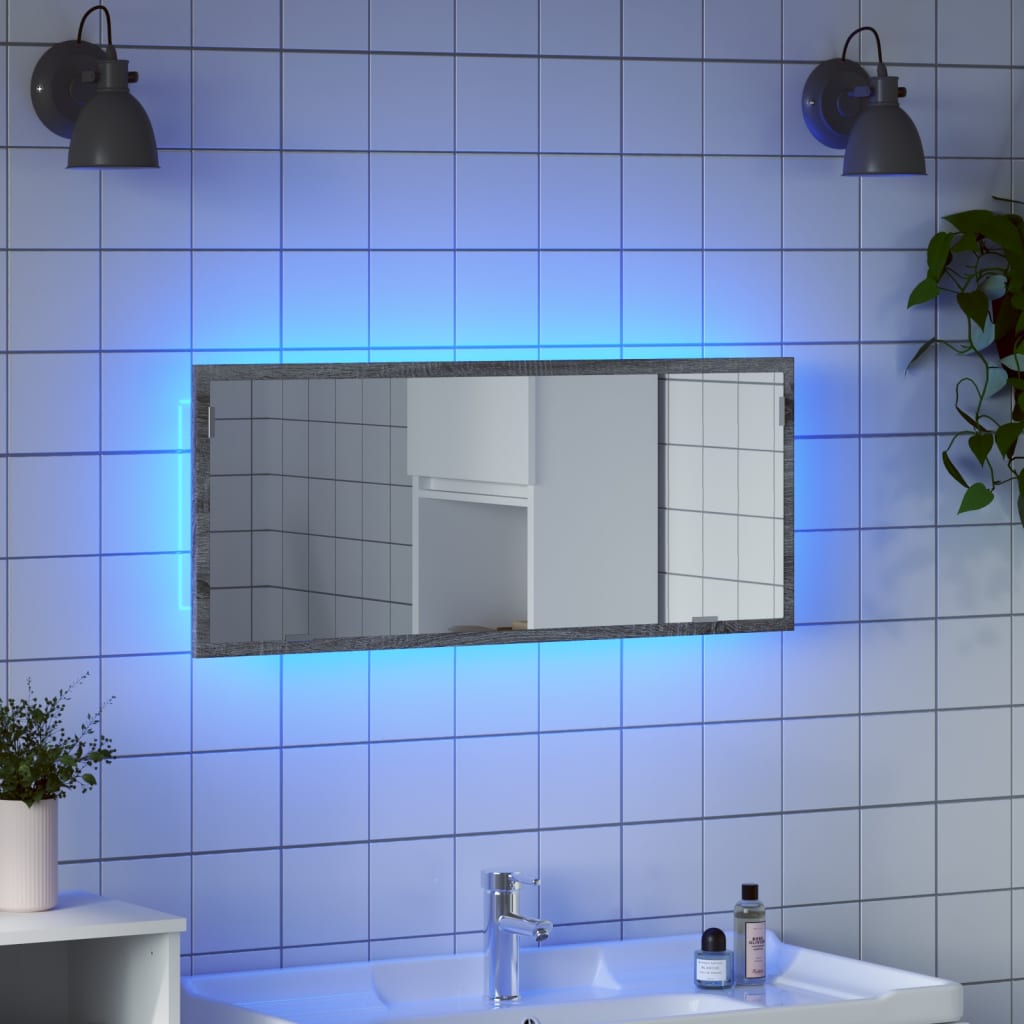 Miroir De Salle De Bain À Led Bois D'ingénierie