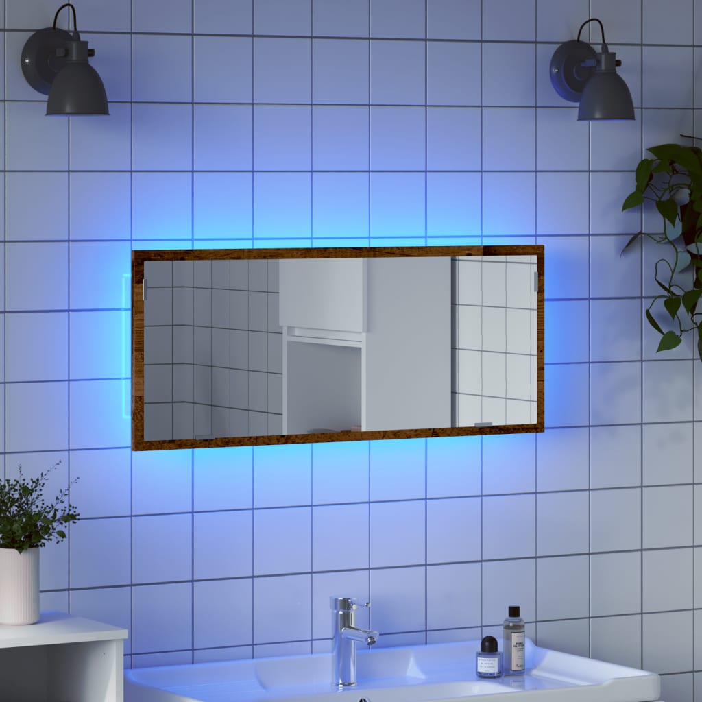 Miroir De Salle De Bain À Led Bois D'ingénierie