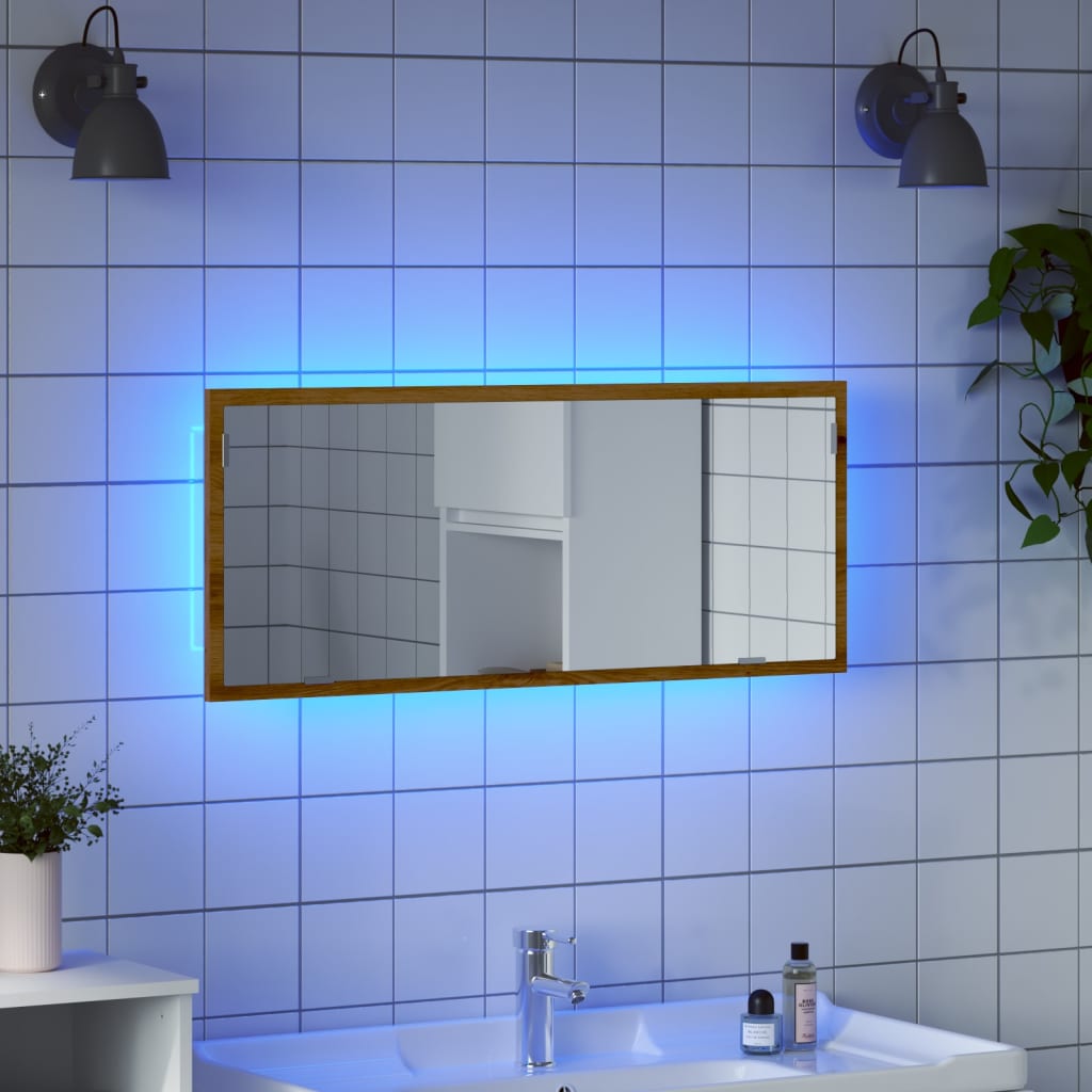 Miroir De Salle De Bain À Led Bois D'ingénierie