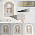 Arched Aluminum Bathroom Mirror With Dimmable Illumination