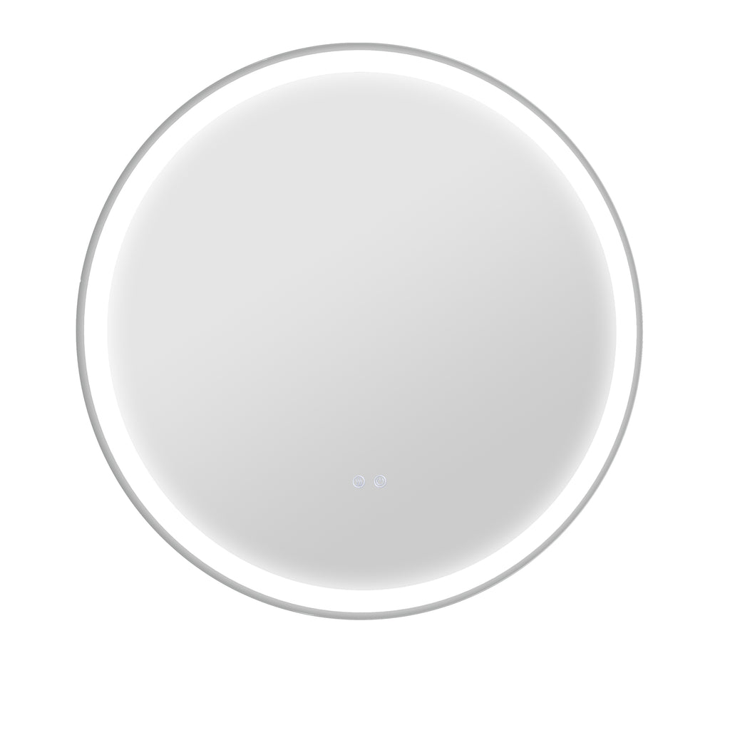 Miroir rond lumineux LED de salle de bain Ø 70 cm mural avec éclairage 3 couleurs interrupteur tactile 23W blanc argent