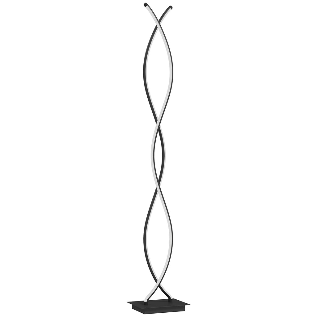 Lampadaire sur pied salon, lampe salon 3 niveaux de luminosité réglables à double spirale avec interrupteur à pied, noir