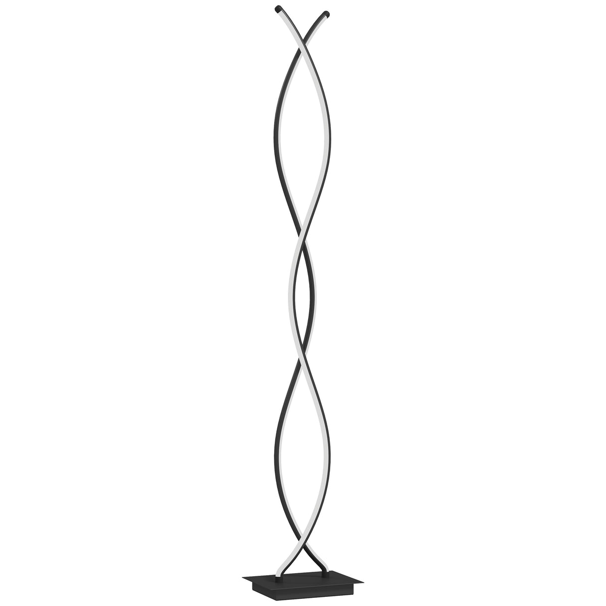 Lampadaire sur pied salon, lampe salon 3 niveaux de luminosité réglables à double spirale avec interrupteur à pied, noir