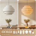 FiveTier Farmhouse Pendant Light Beige Linen Shade