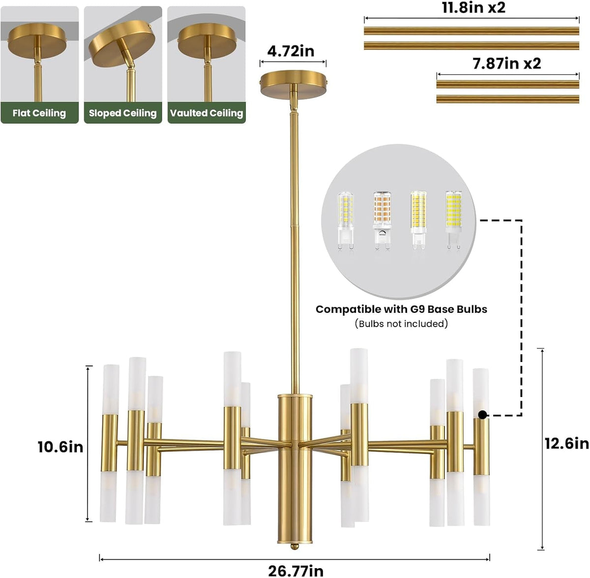 Modern Gold 20 Light Ceiling Chandelier For Home