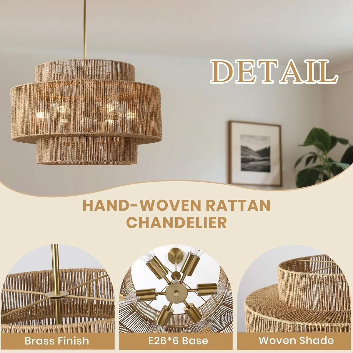 Twenty Four Inch Handwoven Chandelier Dining Room Fixture