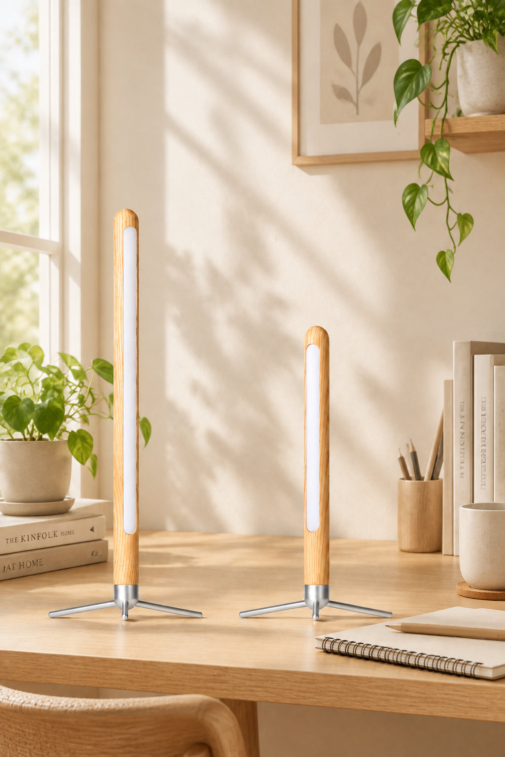 Lampe de Bureau Verticale en Bois Anti-Fatigue Visuelle