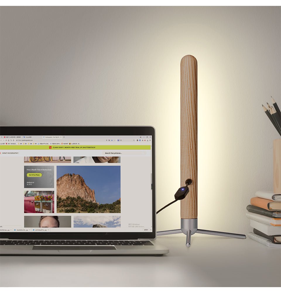 Lampe de Bureau Verticale en Bois Anti-Fatigue Visuelle