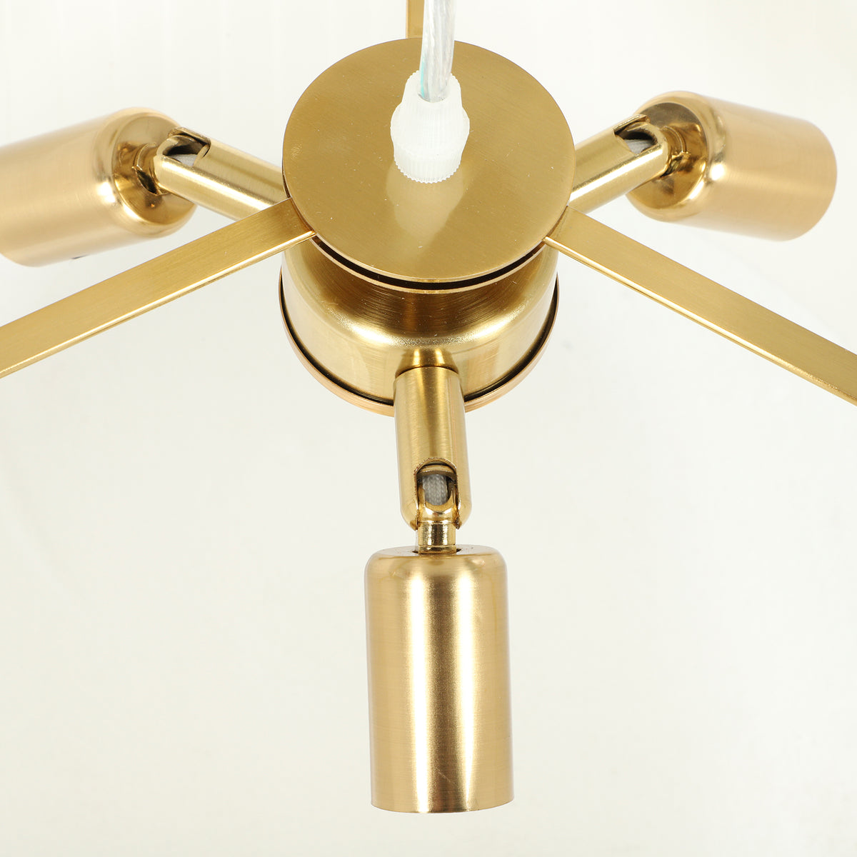 Suspension Luminaire Élégante à Double Abat-Jour, Rosace Dorée, Câble Réglable, Ampoule Non Incluse E14 40 W, Blanc